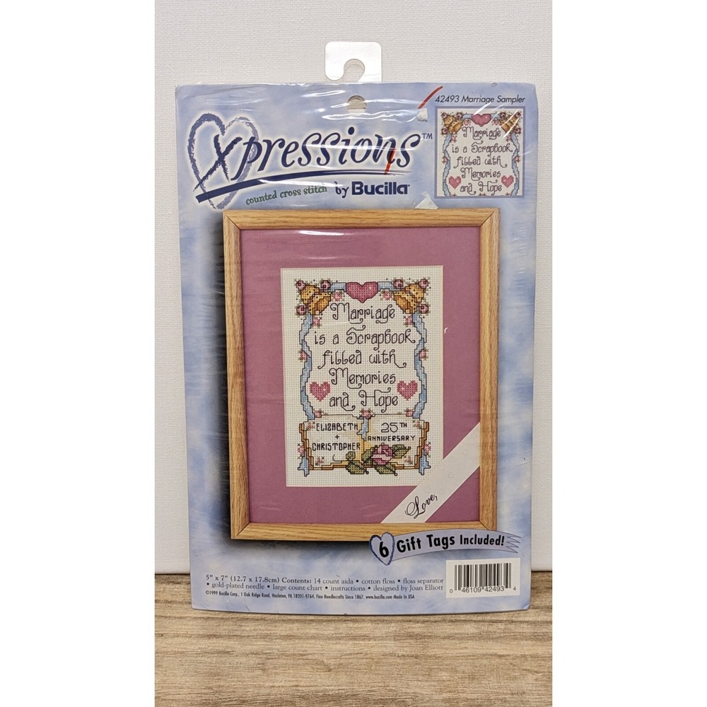 BUCILLA Xpressions Marriage Sampler #42493 Counted Cross Stitch  New 1999